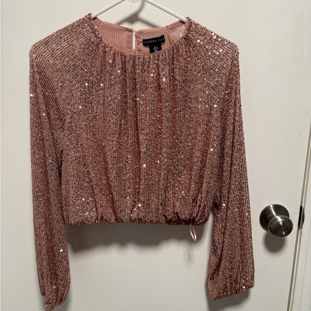 Sincerely Jules Pink Sequin Blouse